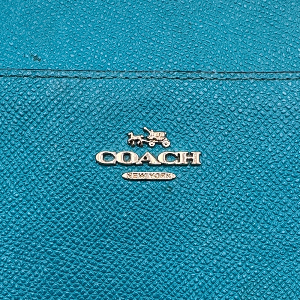 Coach Kitt Crossbody Bag Teal Pebbled Leather Adjustable Strap Small Purse - Picture 5 of 10